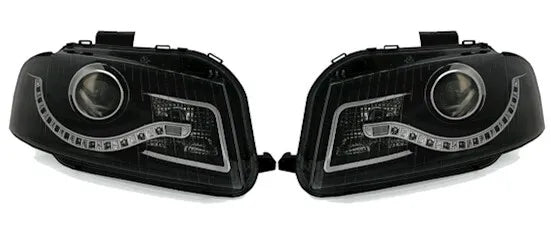 🔥Set fari neri per Audi A3 8P + 8PA con ottica luce di marcia diurna a LED🔥
