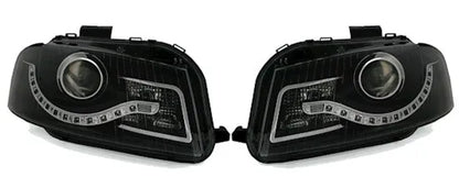 🔥Set fari neri per Audi A3 8P + 8PA con ottica luce di marcia diurna a LED🔥