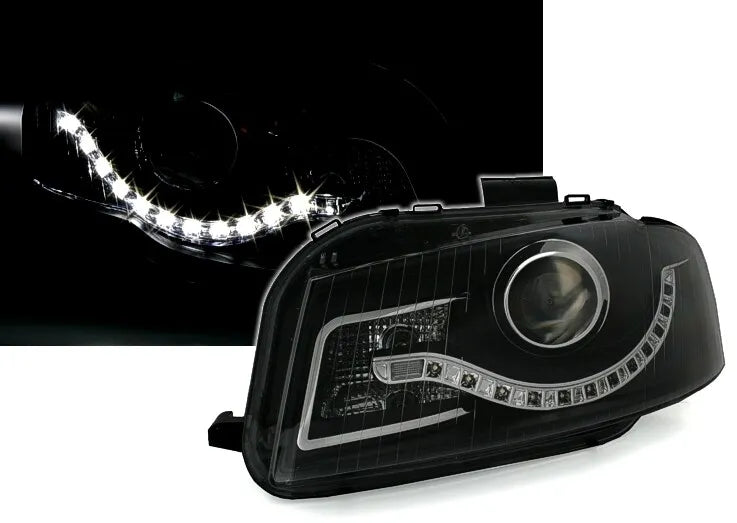🔥Set fari neri per Audi A3 8P + 8PA con ottica luce di marcia diurna a LED🔥
