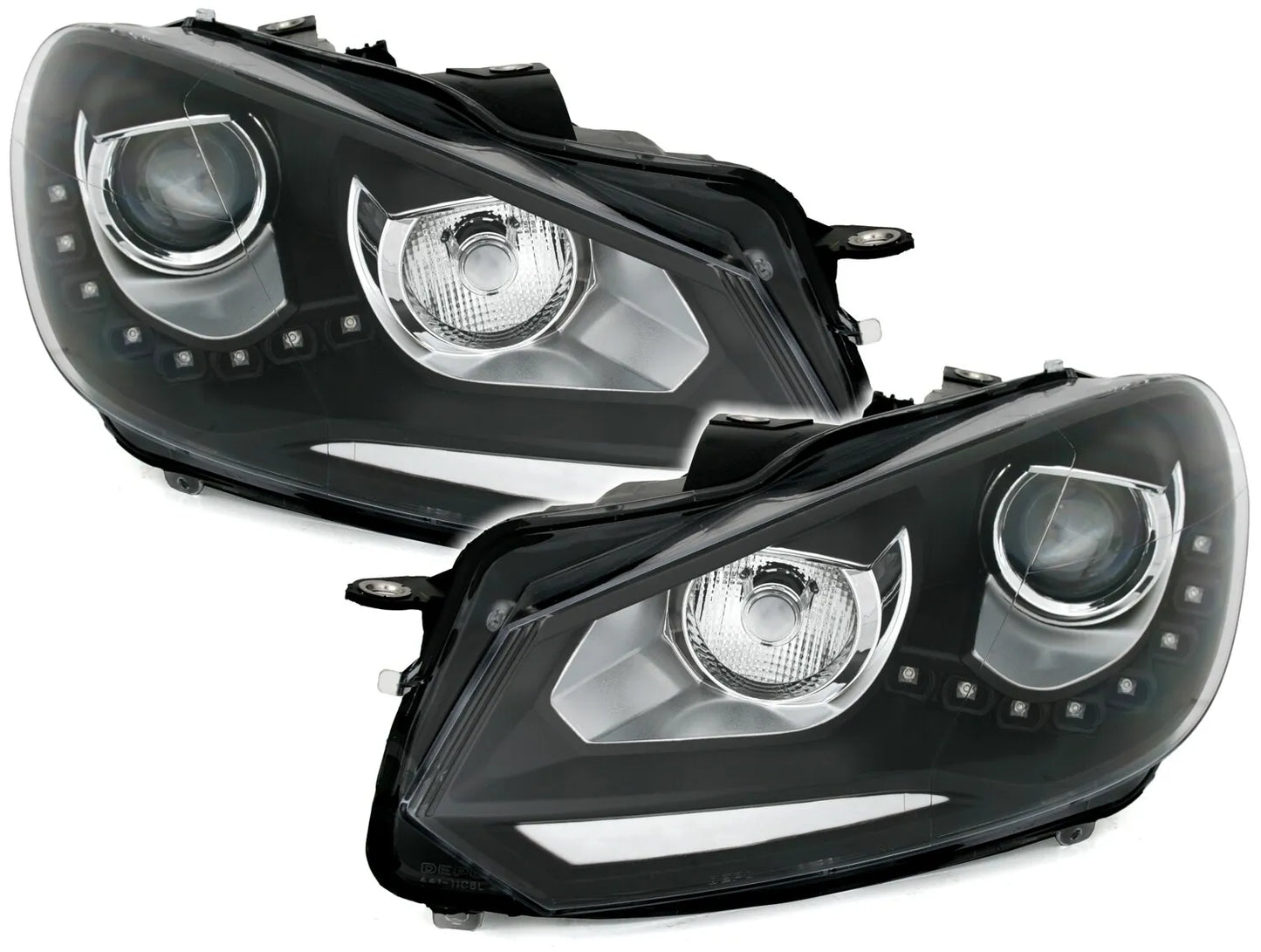 🔥Set fari per VW Golf6 2008-2013 con luci di marcia diurna LED alogeni H7 neri🔥