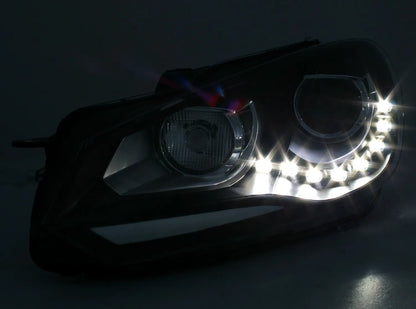 🔥Set fari per VW Golf6 2008-2013 con luci di marcia diurna LED alogeni H7 neri🔥