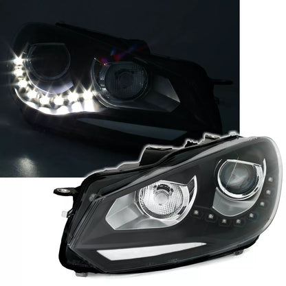 🔥Set fari per VW Golf6 2008-2013 con luci di marcia diurna LED alogeni H7 neri🔥