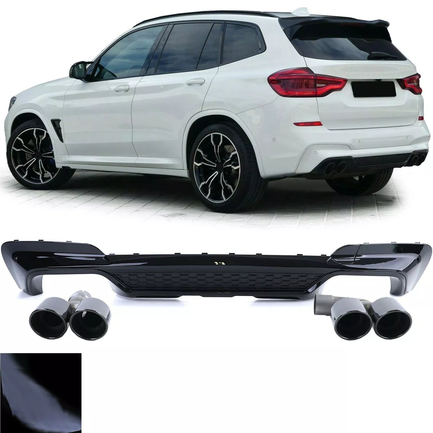 🔥Diffusore posteriore sportivo con terminali di scarico neri adatto per BMWX3G0