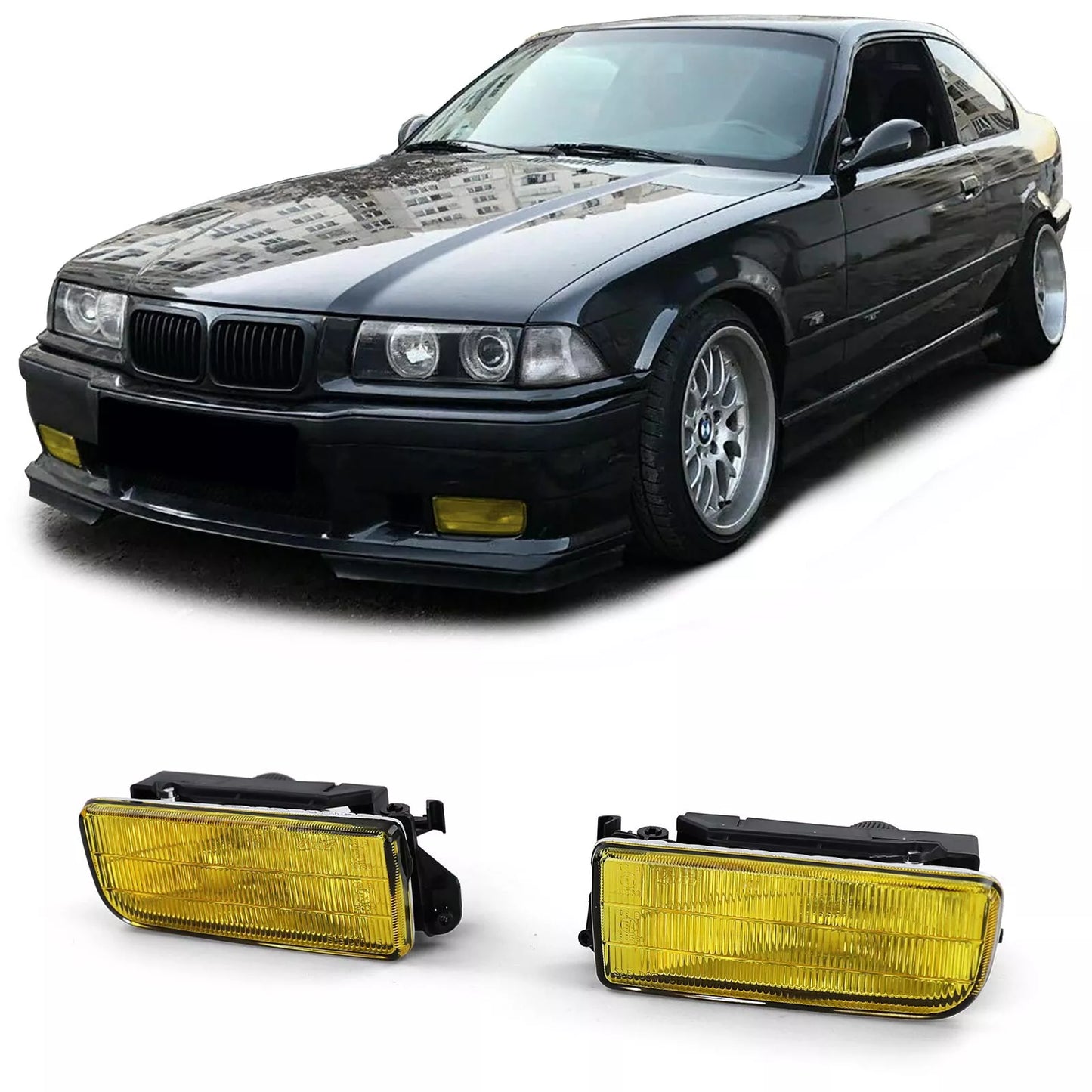 🔥Fendinebbia giallo scanalato con supporto adatto per BMW E36 anche M3 90-99🔥