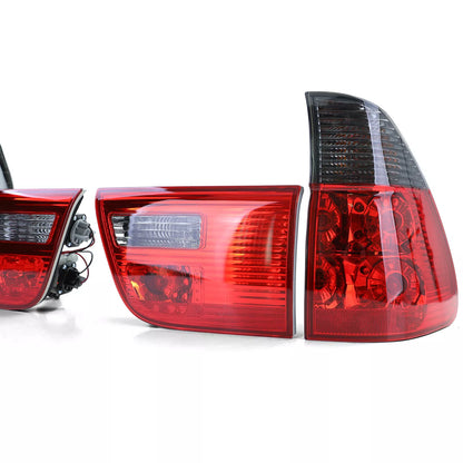 🔥Fanali posteriori con vetro trasparente rosso fumo nero per BMW X5 E53 99-03🔥