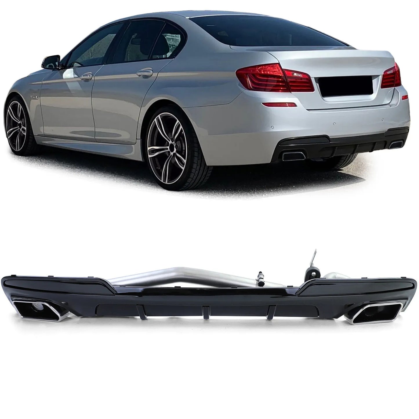 🔥Diffusore posteriore lucido + conversione terminale Twin V8 per BMW F10 F11🔥