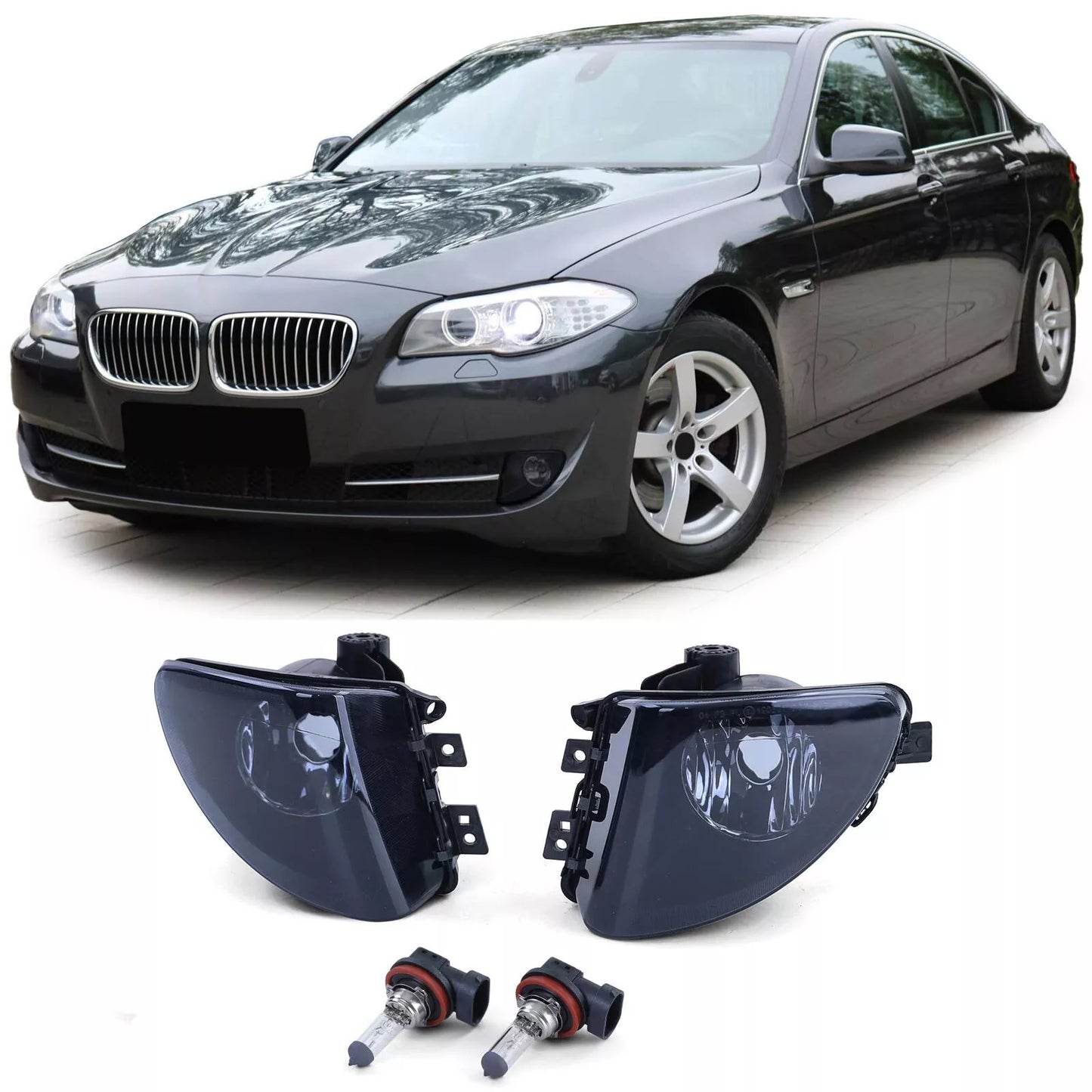 🔥Set fendinebbia in vetro trasparente fumé nero per BMW F10 F11 10-13 Serie 5🔥