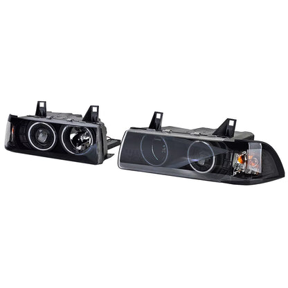 🔥Black CCFL Angel Eyes Headlights for BMW 3 SERIES E36 Coupe Convertible🔥