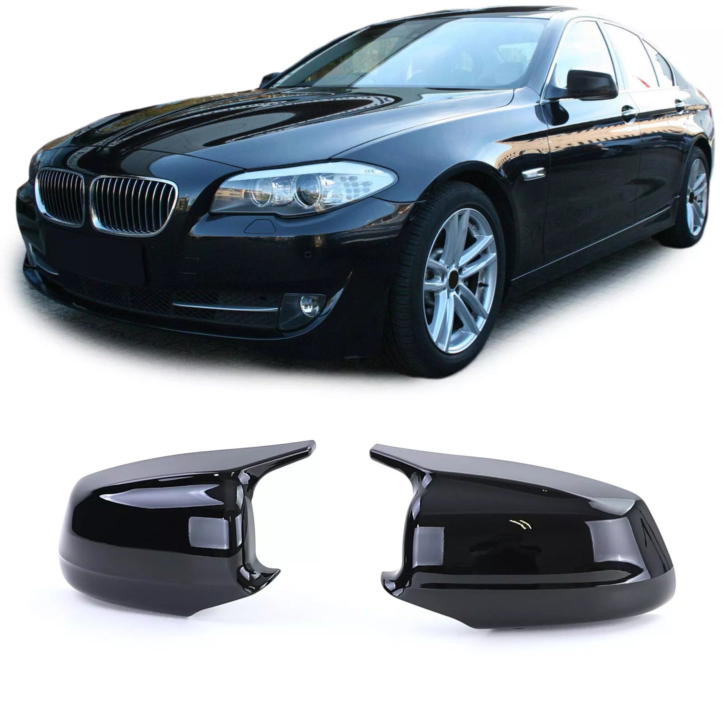 🔥Cappucci specchietti retrovisori sportivi neri lucidi per BMW serie 5 F10 F11 10-13🔥