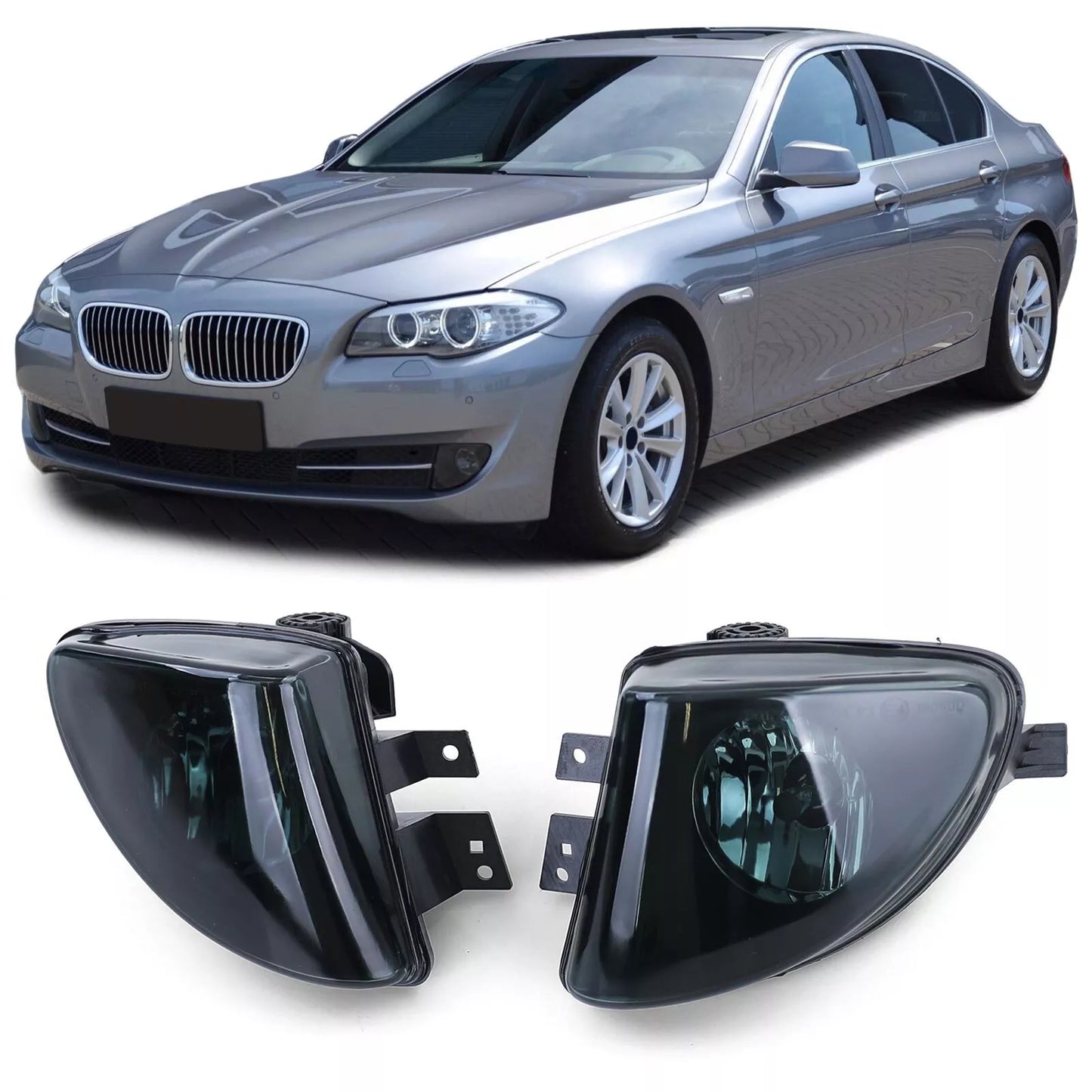 🔥Fari fendinebbia in vetro trasparente fumé nero adatti per BMW F10 F11 GT F07 10-13🔥