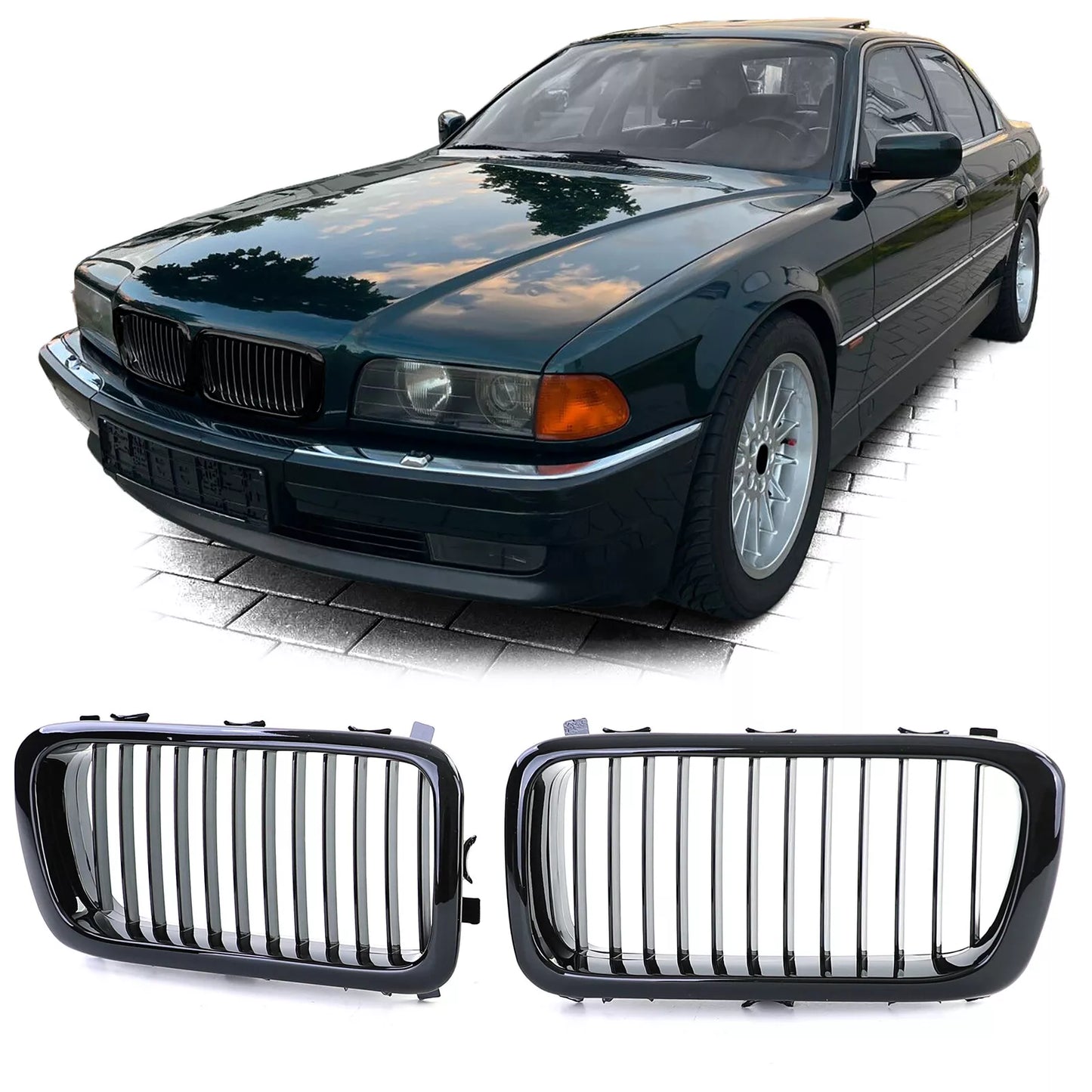 🔥Griglia del radiatore sportiva performance nera lucida per BMW Serie 7 E38🔥
