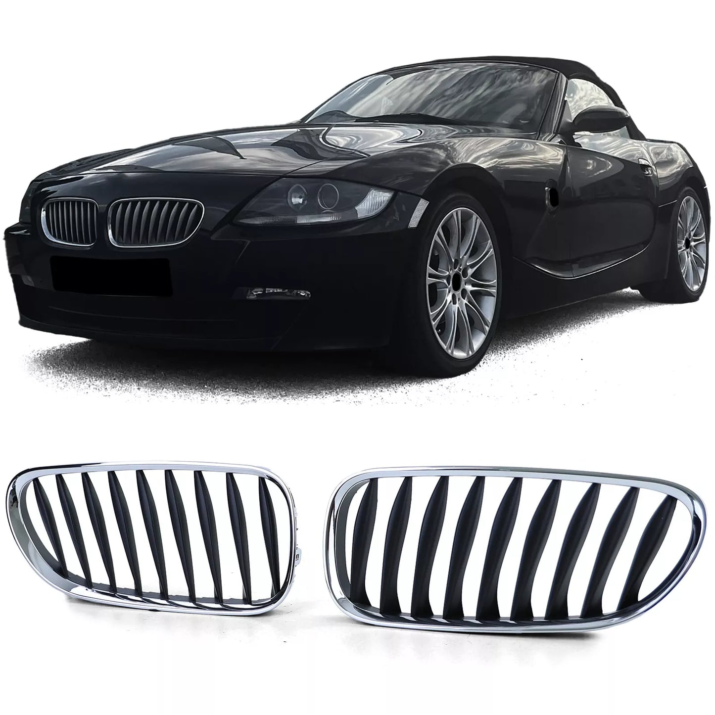 🔥Griglia del radiatore sportiva cromata nera per BMW Z4 E85 E86 02-09🔥