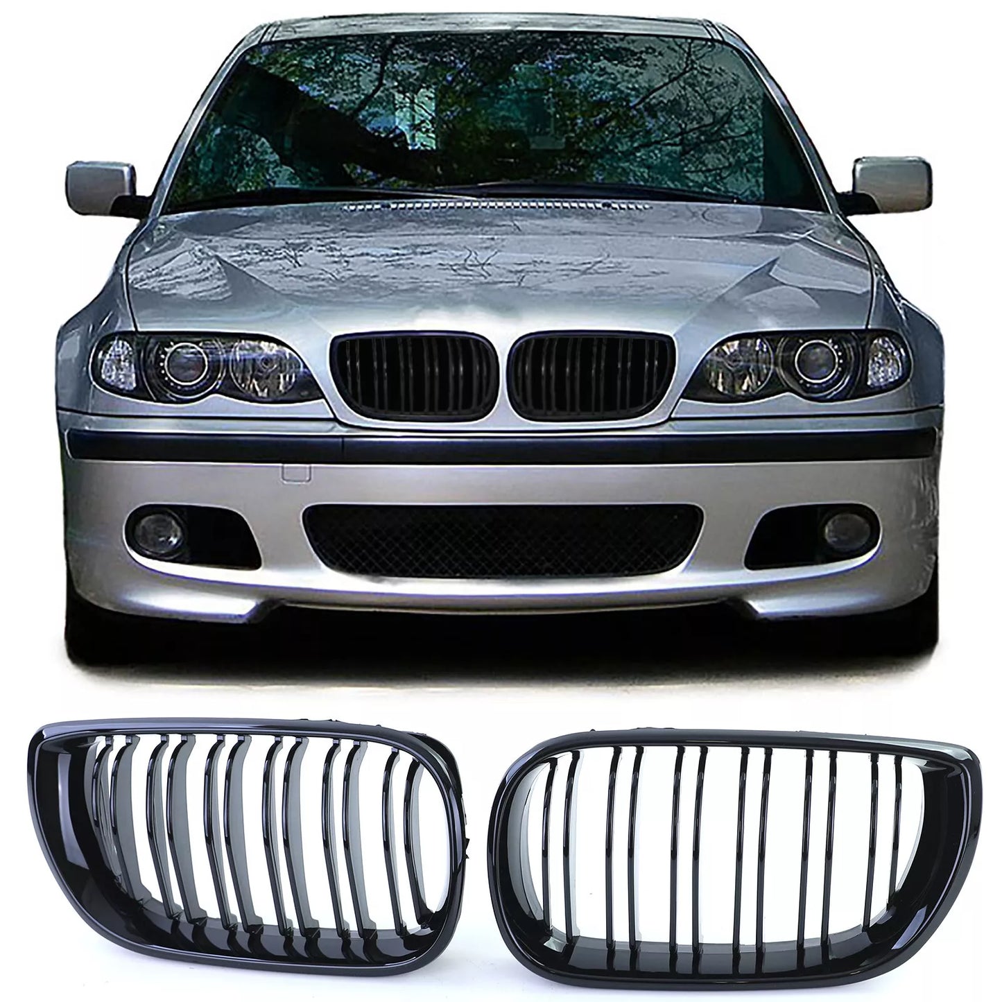 🔥Griglia griglia radiatore sportiva a doppia barra per BMW Serie 3 E46 01-05🔥