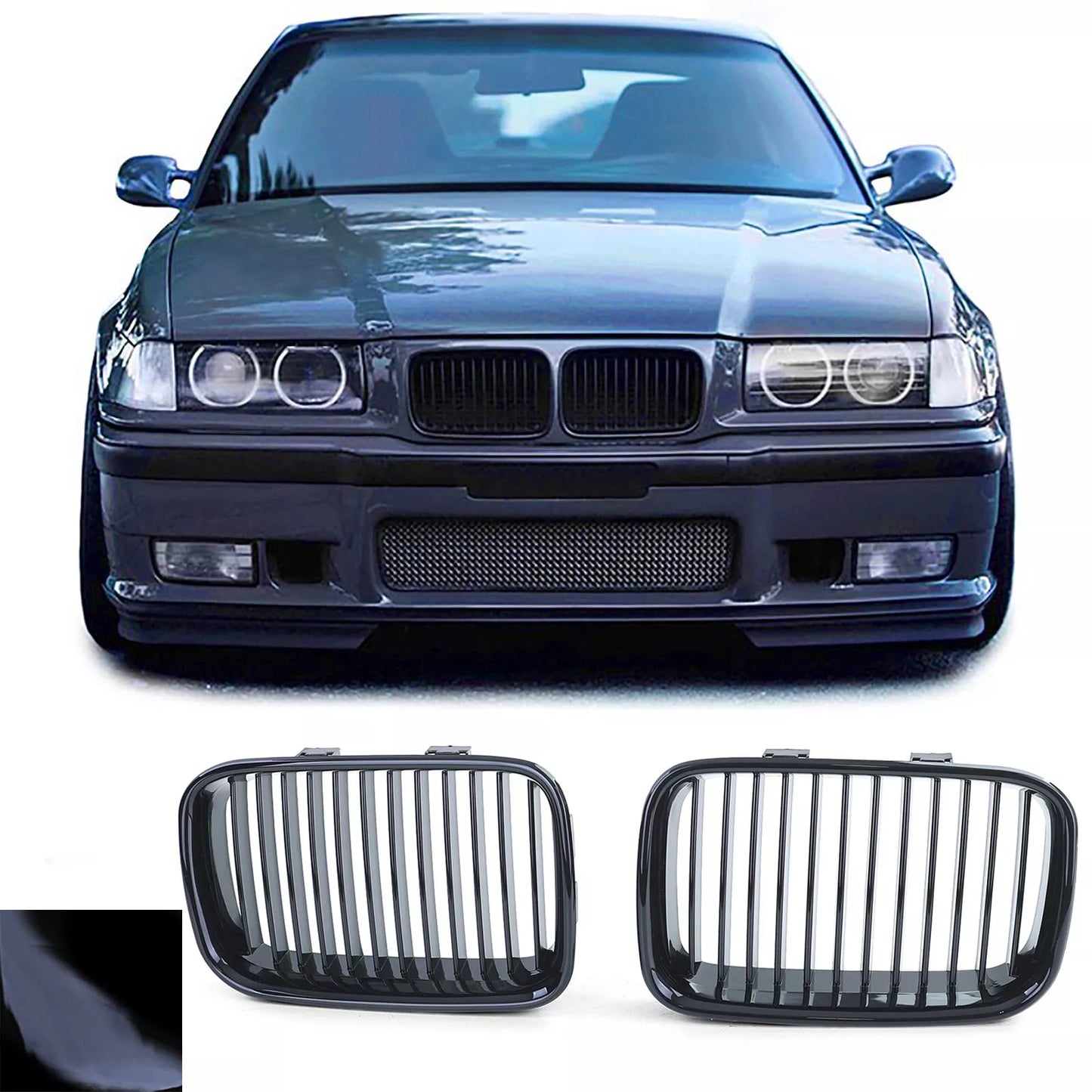 🔥Griglia del radiatore sportiva nera lucida per BMW Serie 3 E36 pre-restyling🔥