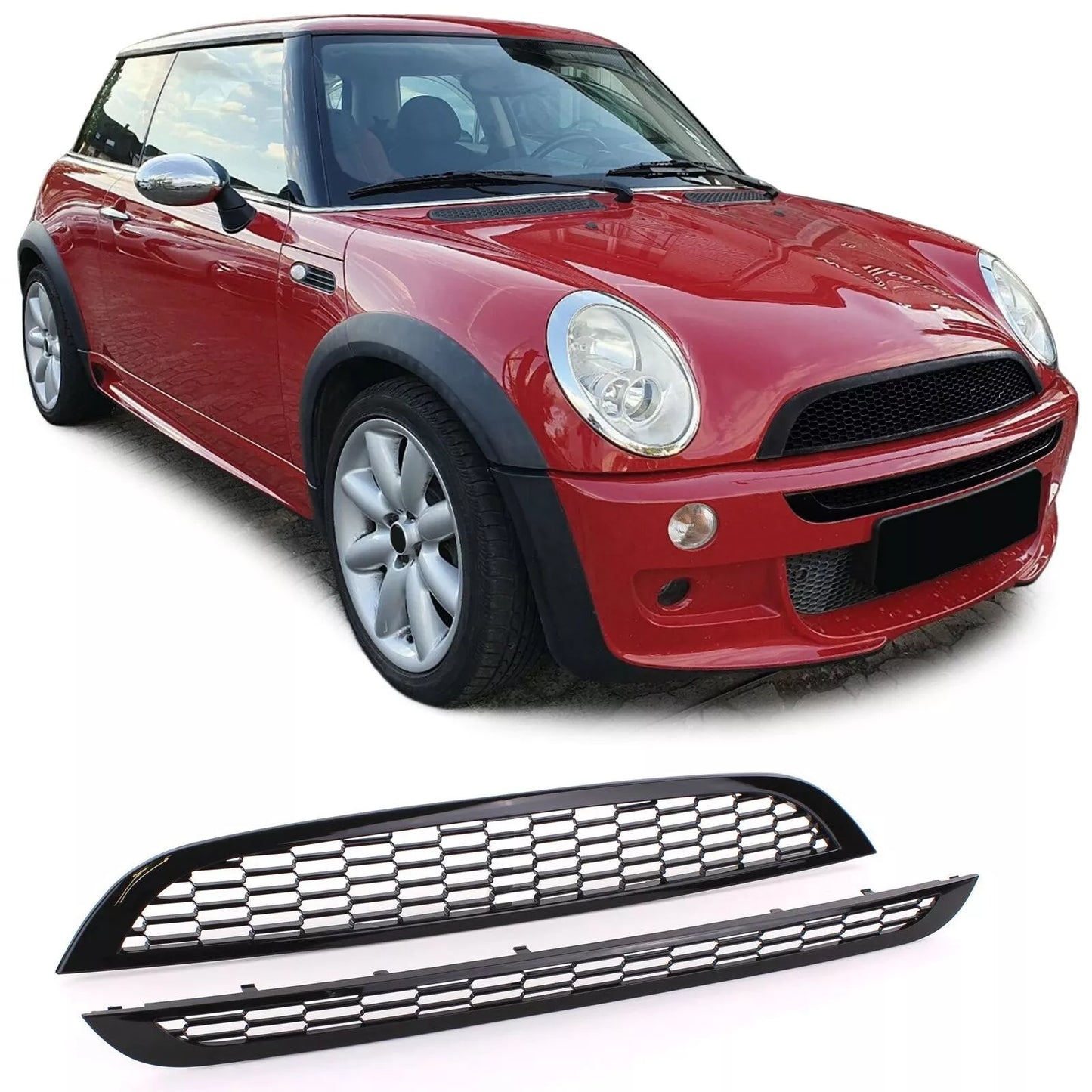🔥Set griglia radiatore sportiva per cofano + paraurti per Mini R50 R53 One Cooper 01-06🔥