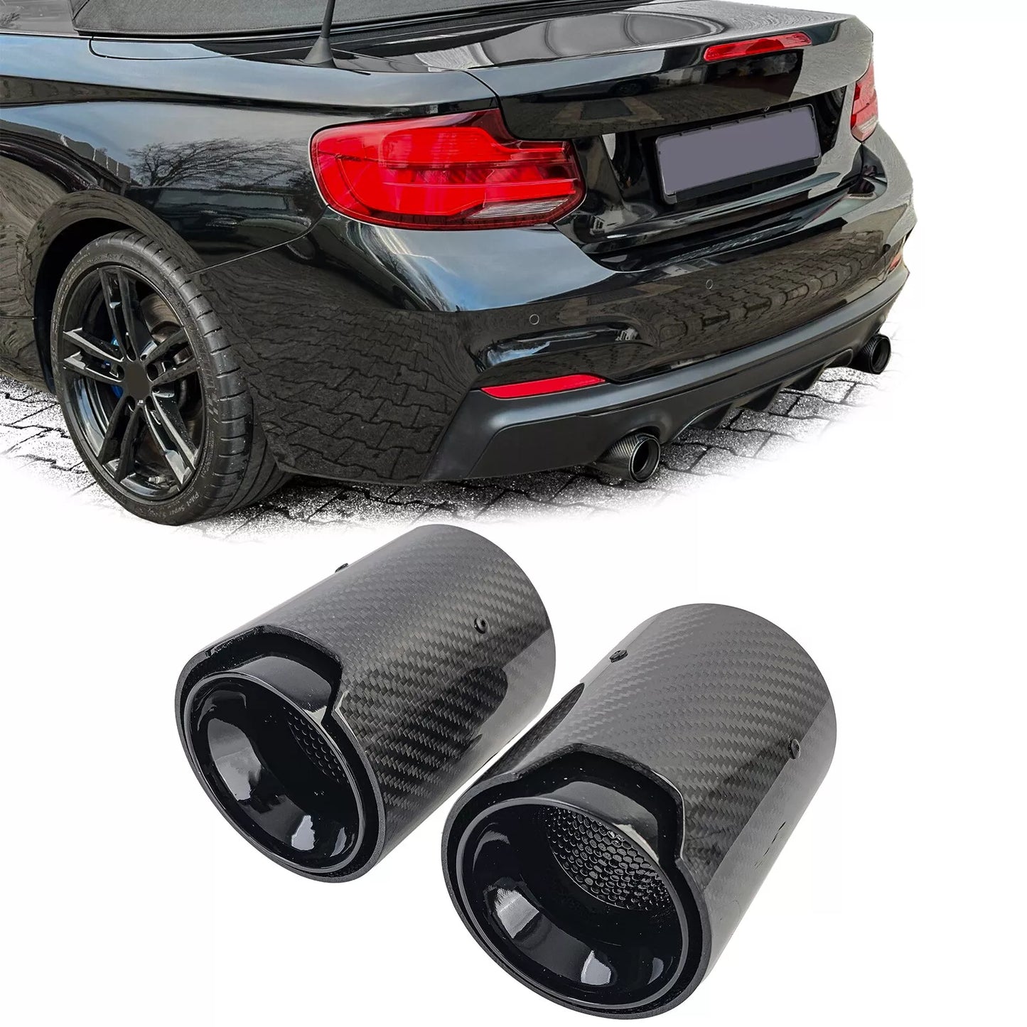 🔥2x terminali di scarico in carbonio per serie 2 BMW F22 F23 M235i M240i🔥