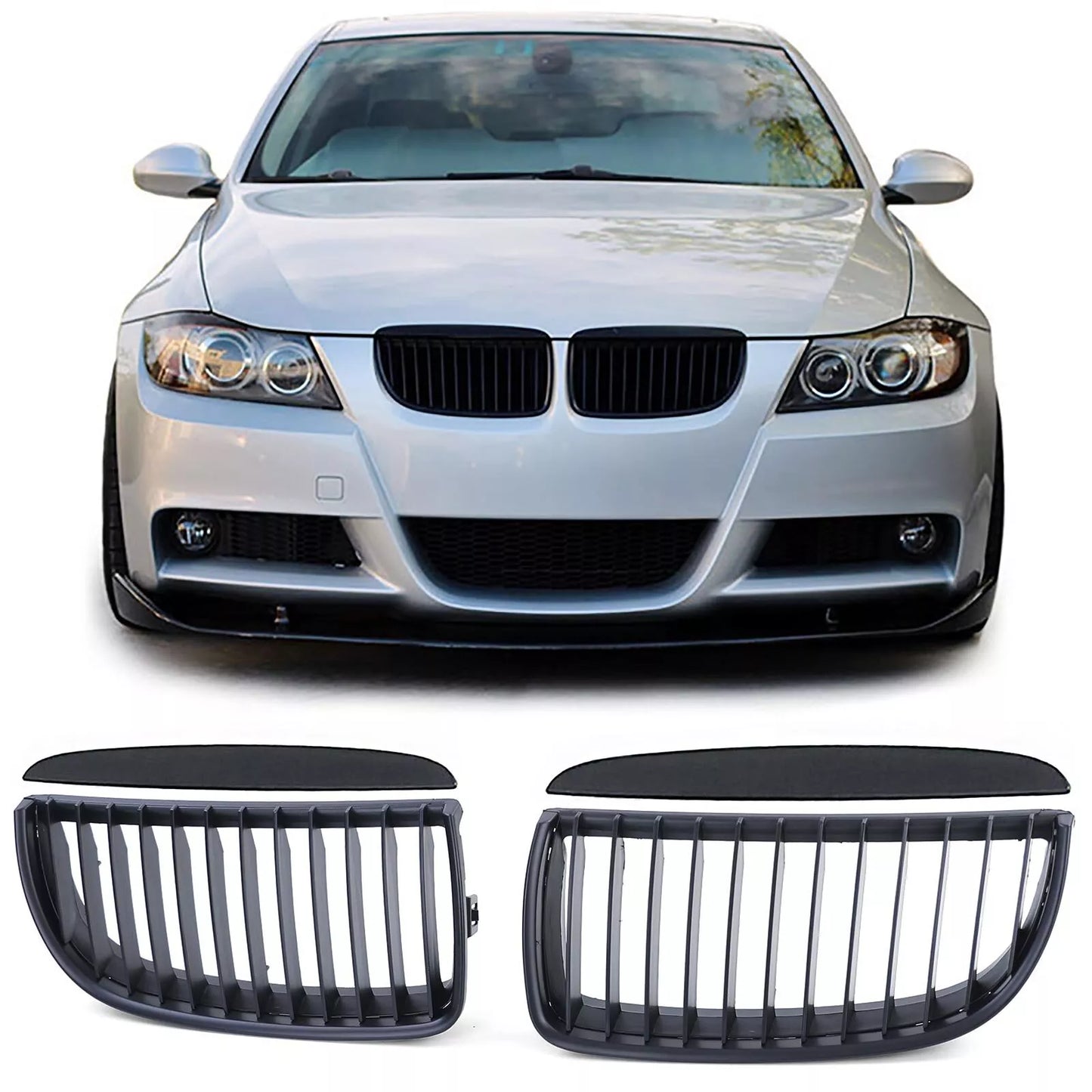 🔥Griglia del radiatore sportiva performance nera opaca per BMW Serie 3 E90 E91 05-08🔥