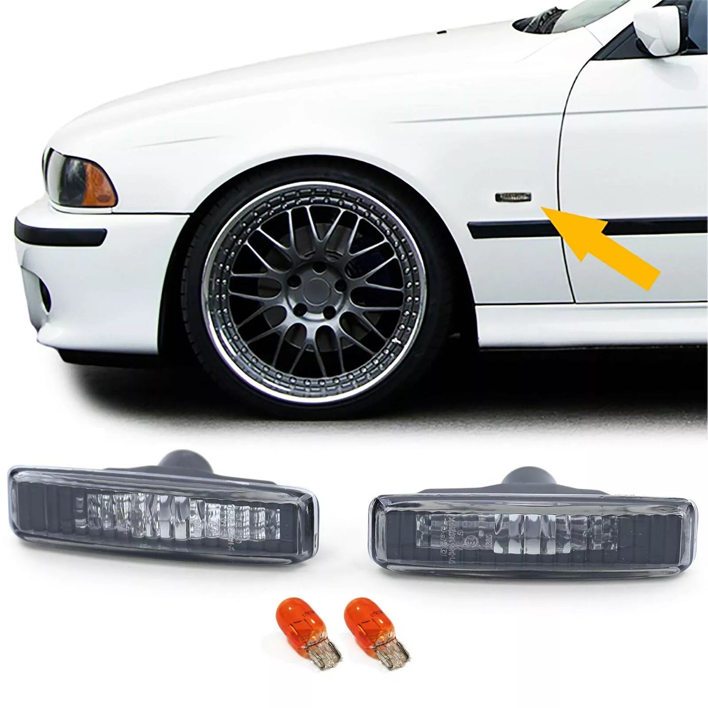 🔥Indicatori laterali fumé neri adatti per BMW Serie 5 E39 Berlina Touring 95-03🔥