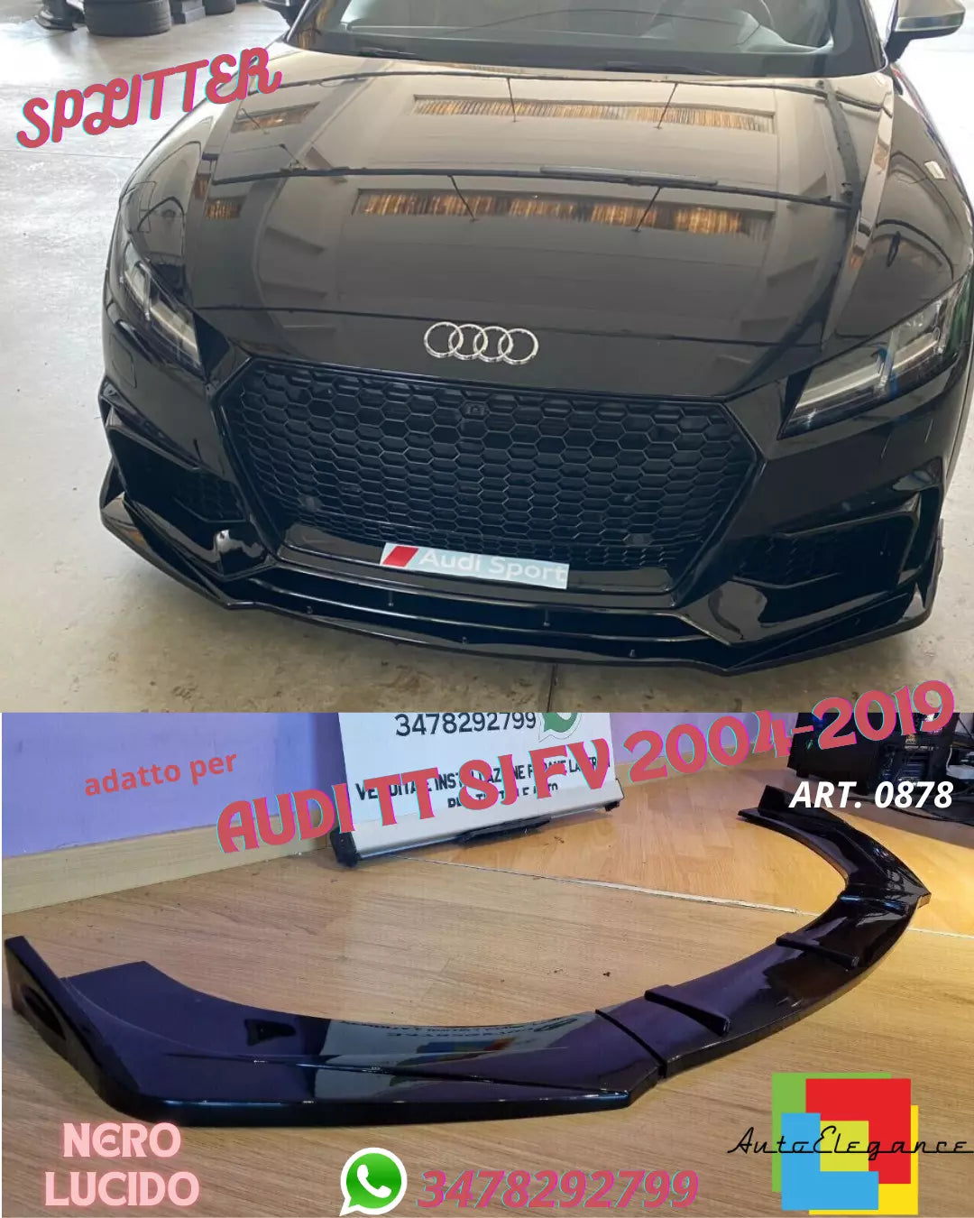 🔥0878 SPLITTER SOTTO PARAURTI ANTERIORE AUDI TT 8J ABS SPORTIVO SPOILER RSTT🔥
