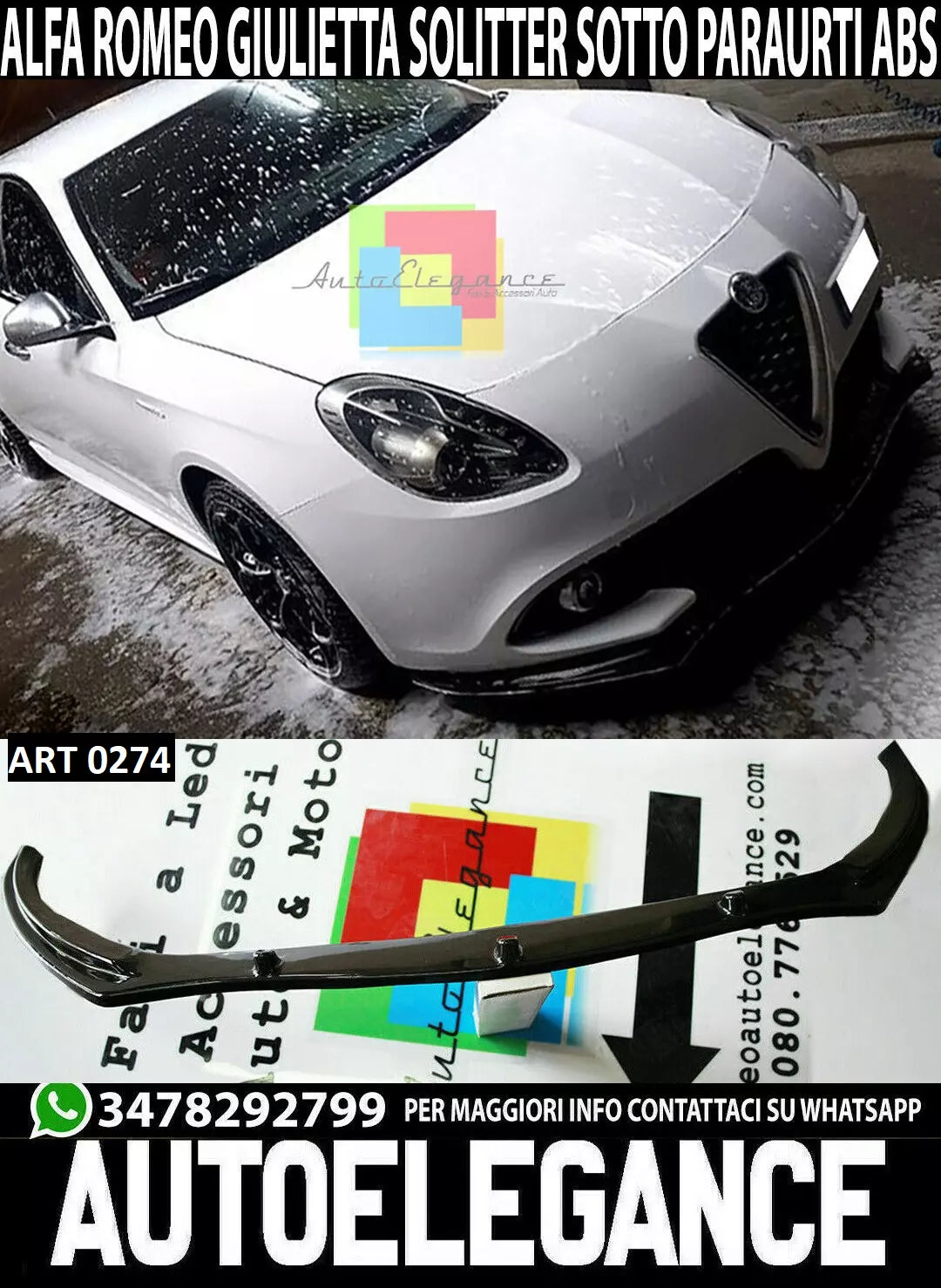 🥀0274 ALFA ROMEO GIULIETTA SPLITTER LIP SPOILER SOTTO PARAURTI ANTERIORE🥀