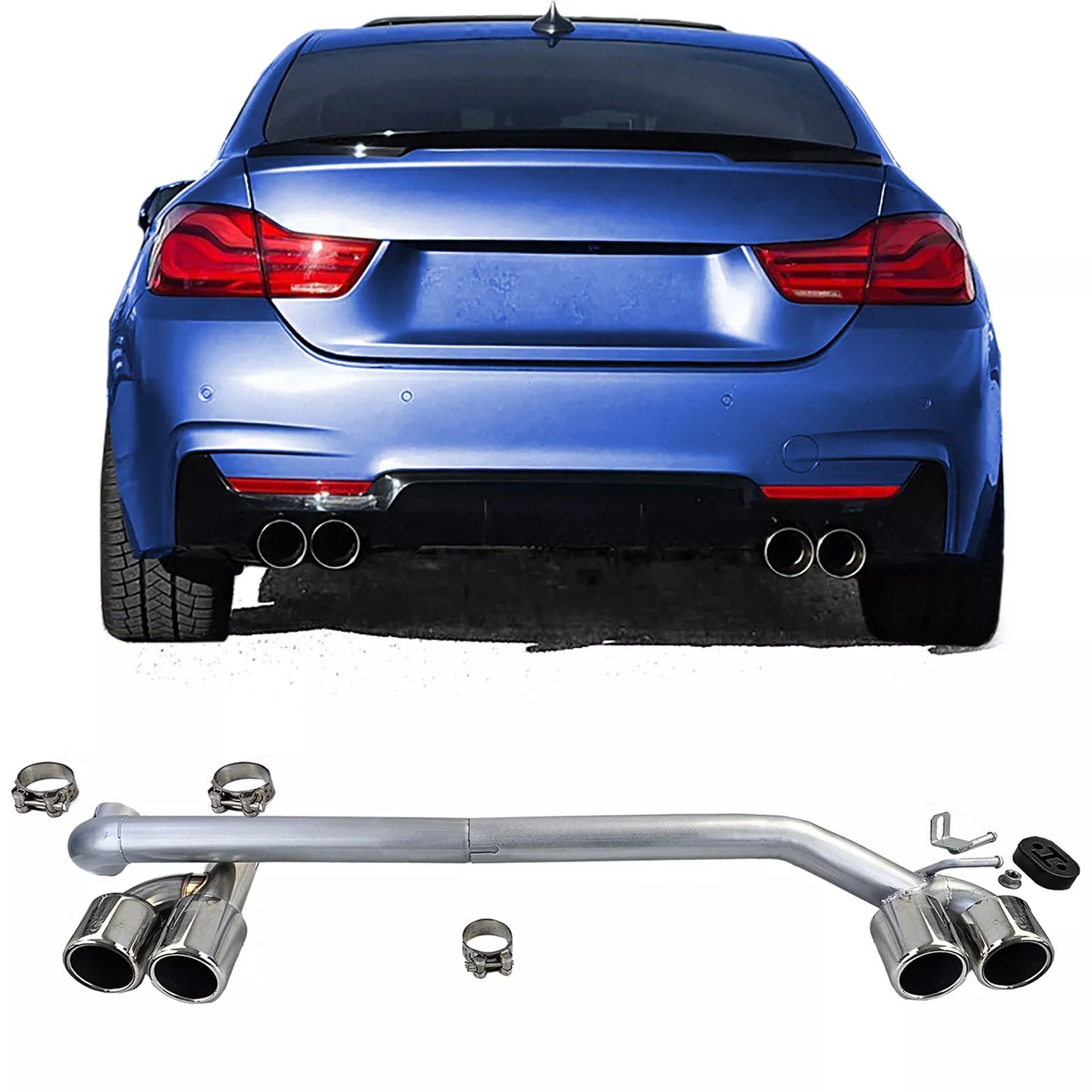 🔥Conversione look terminale di scarico duplex a 4 tubi per BMW F32 F33 F36 425 428 430🔥