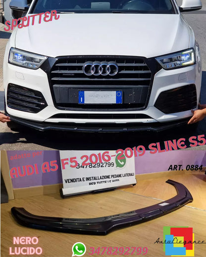 🌑0884 SPLITTER ADATTO PER AUDI A5 F5 2016-2019 SLINE S5 NERO LUCIDO🌑