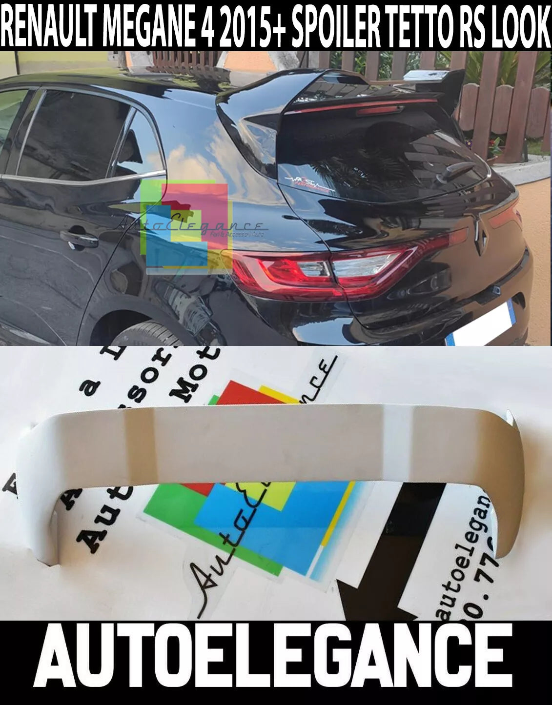 0387🔥RENAULT MEGANE 4 IV SPOILER POSTERIORE TETTO SPORTIVO RS ALETTONE 🔥