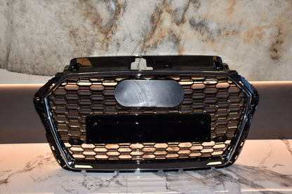 1713⭐GRIGLIA ADATTA PER AUDI A3 8V 17-20 LOOK RS3 BORDO CROMATO DESIGN SPORTIVO⭐