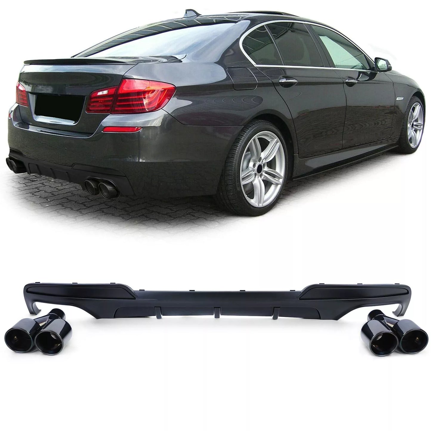 🔥Diffusore posteriore opaco + terminali di scarico 4 tubi performance per BMW🔥