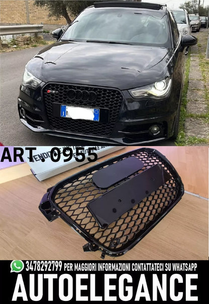 0955⭐GRIGLIA ADATTA PER AUDI A1 8X 2010-2014 LOOK RS1 NERO LUCIDO⭐