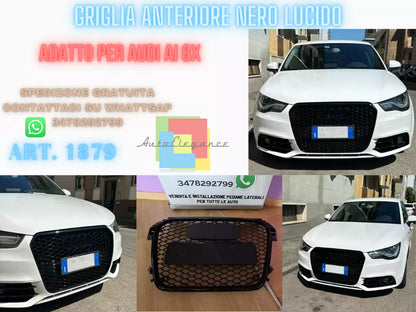 0955⭐GRIGLIA ADATTA PER AUDI A1 8X 2010-2014 LOOK RS1 NERO LUCIDO⭐