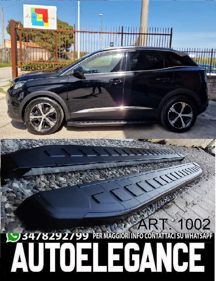⭐1002 PEDANE LATERALI PEUGEOT 3008 SOTTO PORTA ANTISCIVOLO NERE - NEW⭐