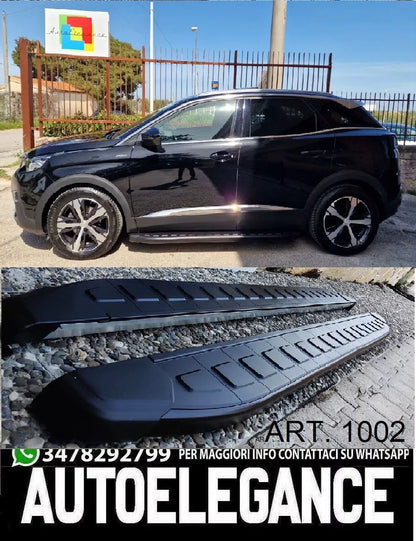 ⭐1002 PEDANE LATERALI PEUGEOT 3008 SOTTO PORTA ANTISCIVOLO NERE - NEW⭐
