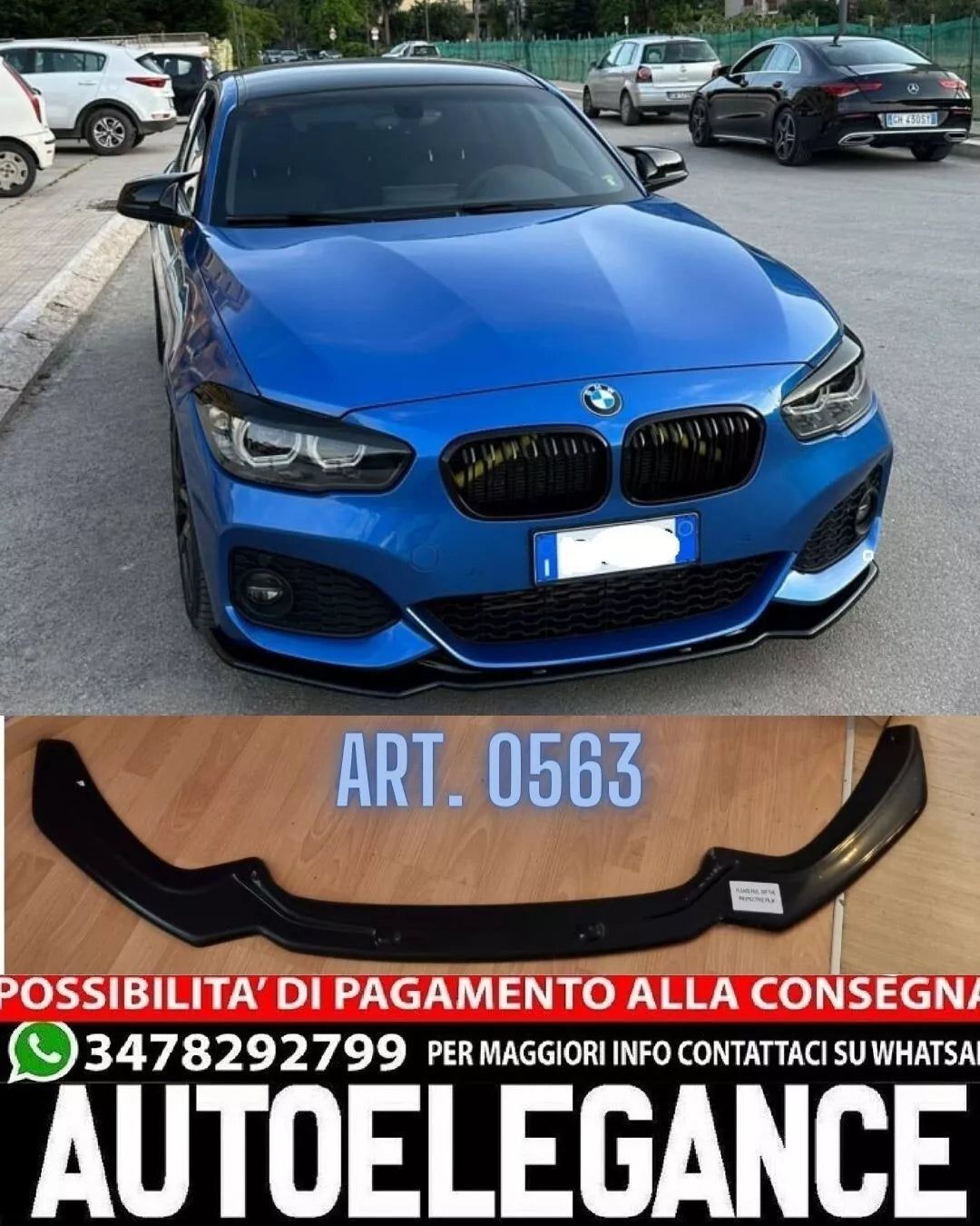 ⭐0563 SPLITTER ADATTO PER BMW SERIE 1 F20 F21 2015-2019 MSPORT LOOK NERO LUCIDO⭐