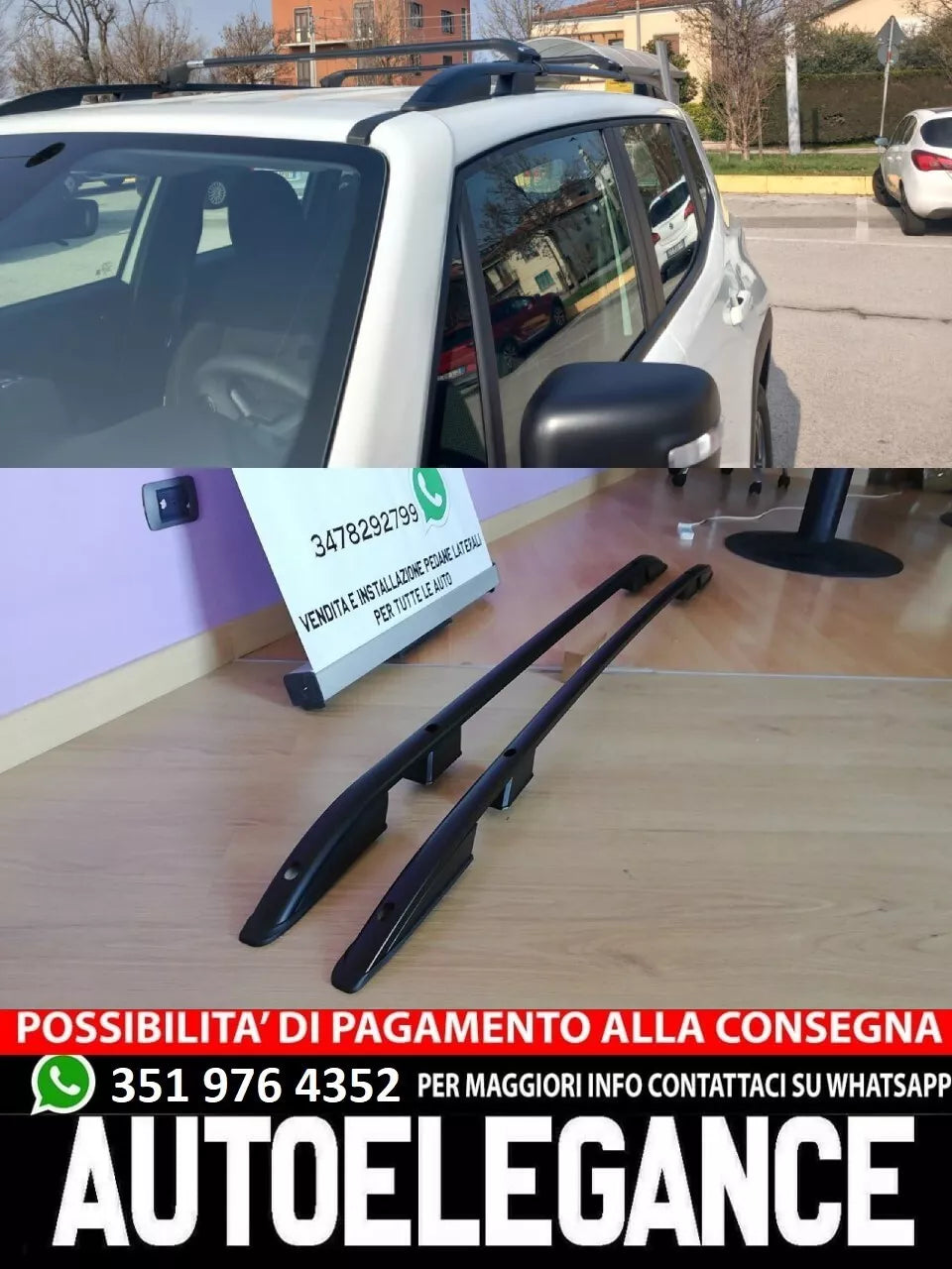 ⭐0306 BARRE SUL TETTO PER JEEP RENEGADE 2014 - 23 MANCORRENTI NERO PORTAPACCHI⭐