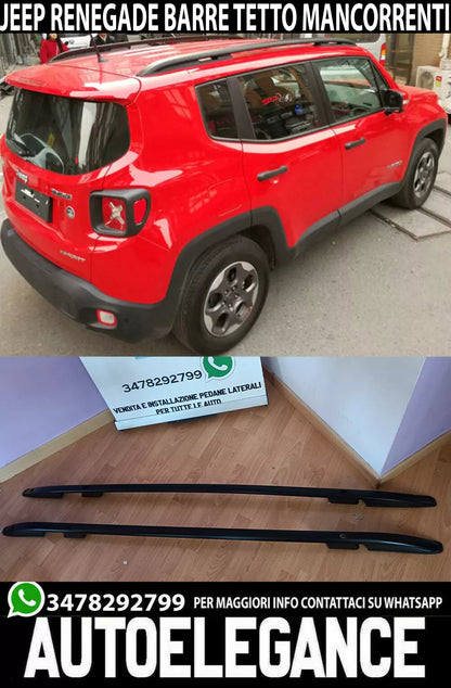 ⭐0306 BARRE SUL TETTO PER JEEP RENEGADE 2014 - 23 MANCORRENTI NERO PORTAPACCHI⭐