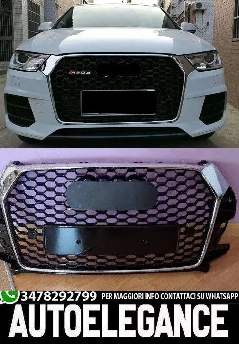 0524⭐GRIGLIA ANTERIORE AUDI Q3 2016-2019 CALANDRA RSQ3 BORDO CROMATO NIDO D'APE⭐