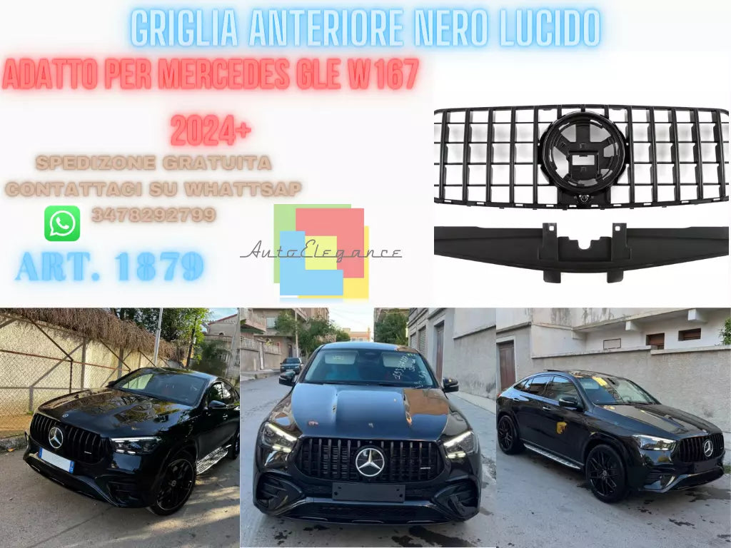 🔥1879 GRIGLIA ADATTA PER MERCEDES GLE W167 2024+ AMG LOOK GT NERO LUCIDO🔥