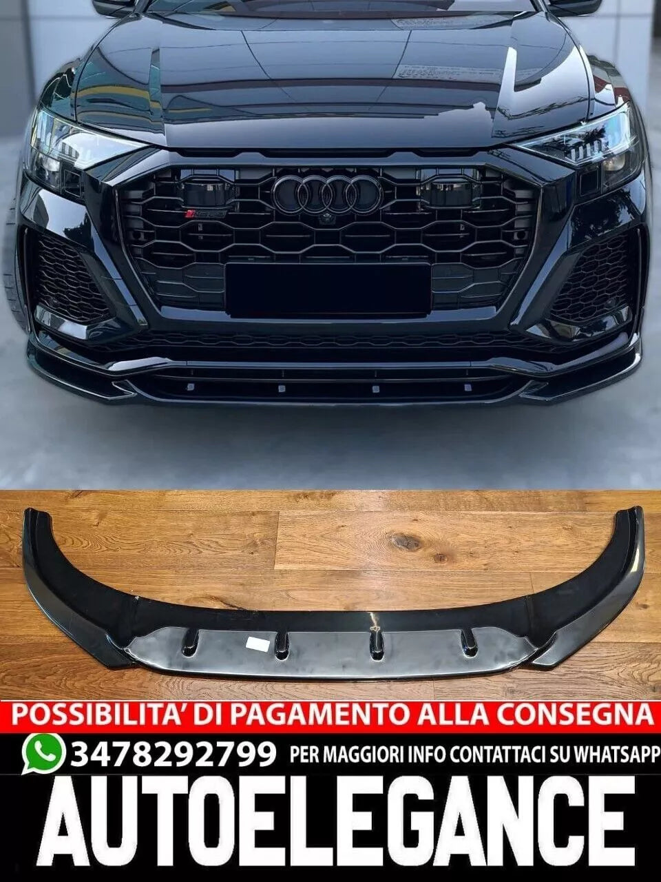 ⭐1791 Splitter anteriore adatto per AUDI RS Q8 Mk1 2019+⭐