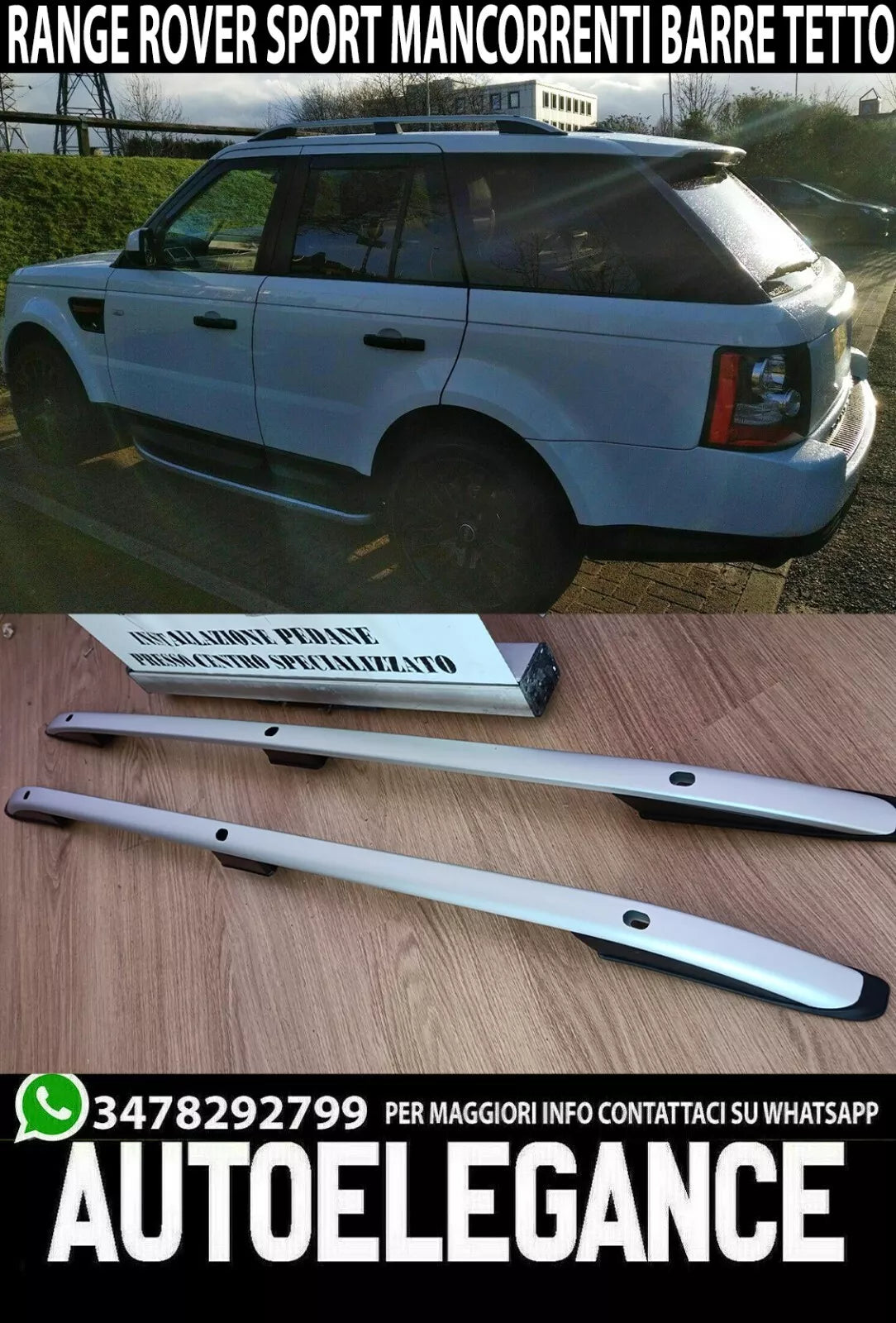 0214✨MANCORRENTI RANGE ROVER SPORT 05-12 BARRE SUL TETTO PORTAPACCHI SATINATI✨