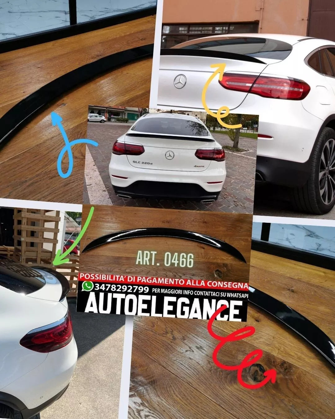 0466⭐SPOILER POSTERIORE AMG COFANO MERCEDES GLC COUPE C253 15+ NERO LUCIDO ABS⭐