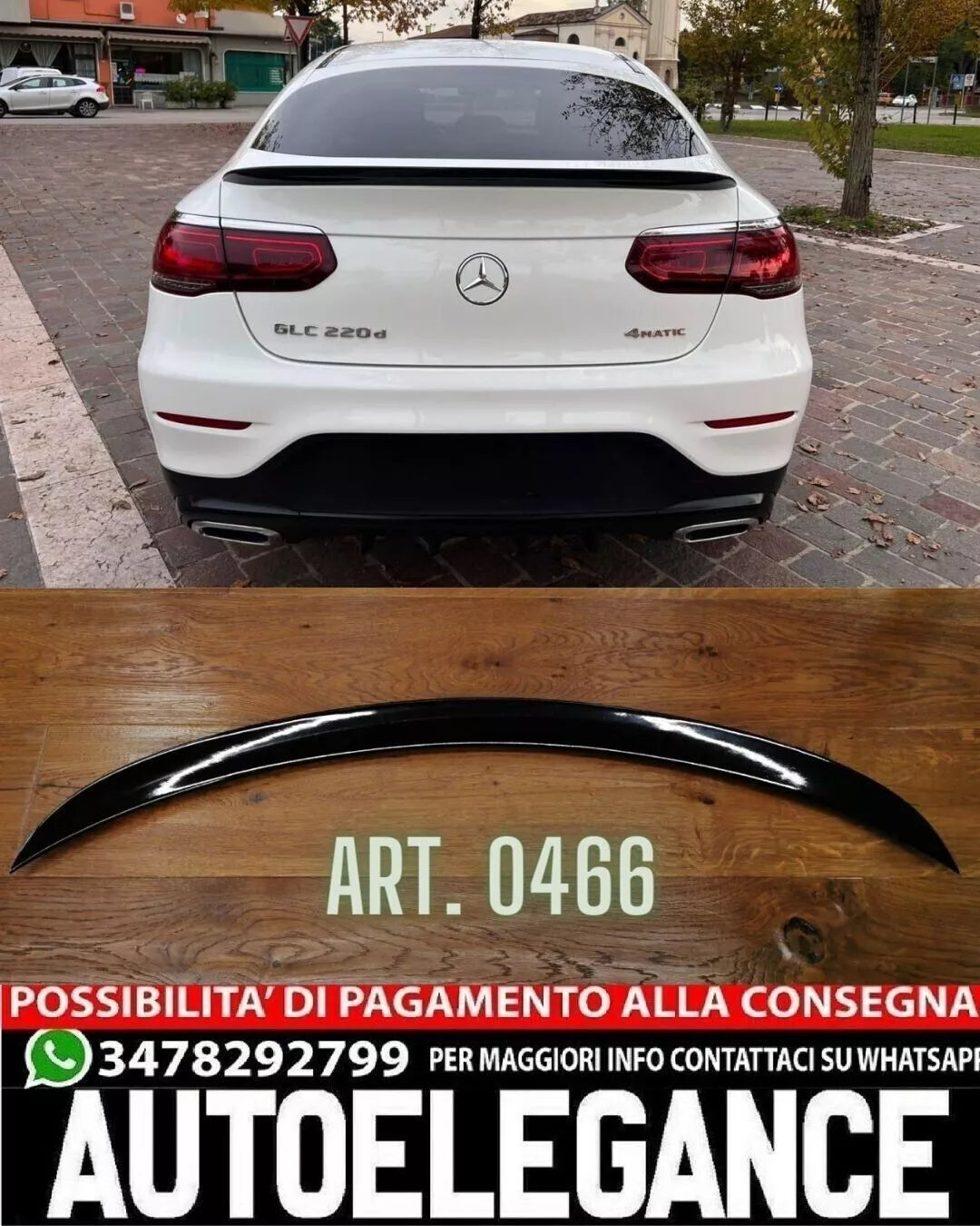 0466⭐SPOILER POSTERIORE AMG COFANO MERCEDES GLC COUPE C253 15+ NERO LUCIDO ABS⭐