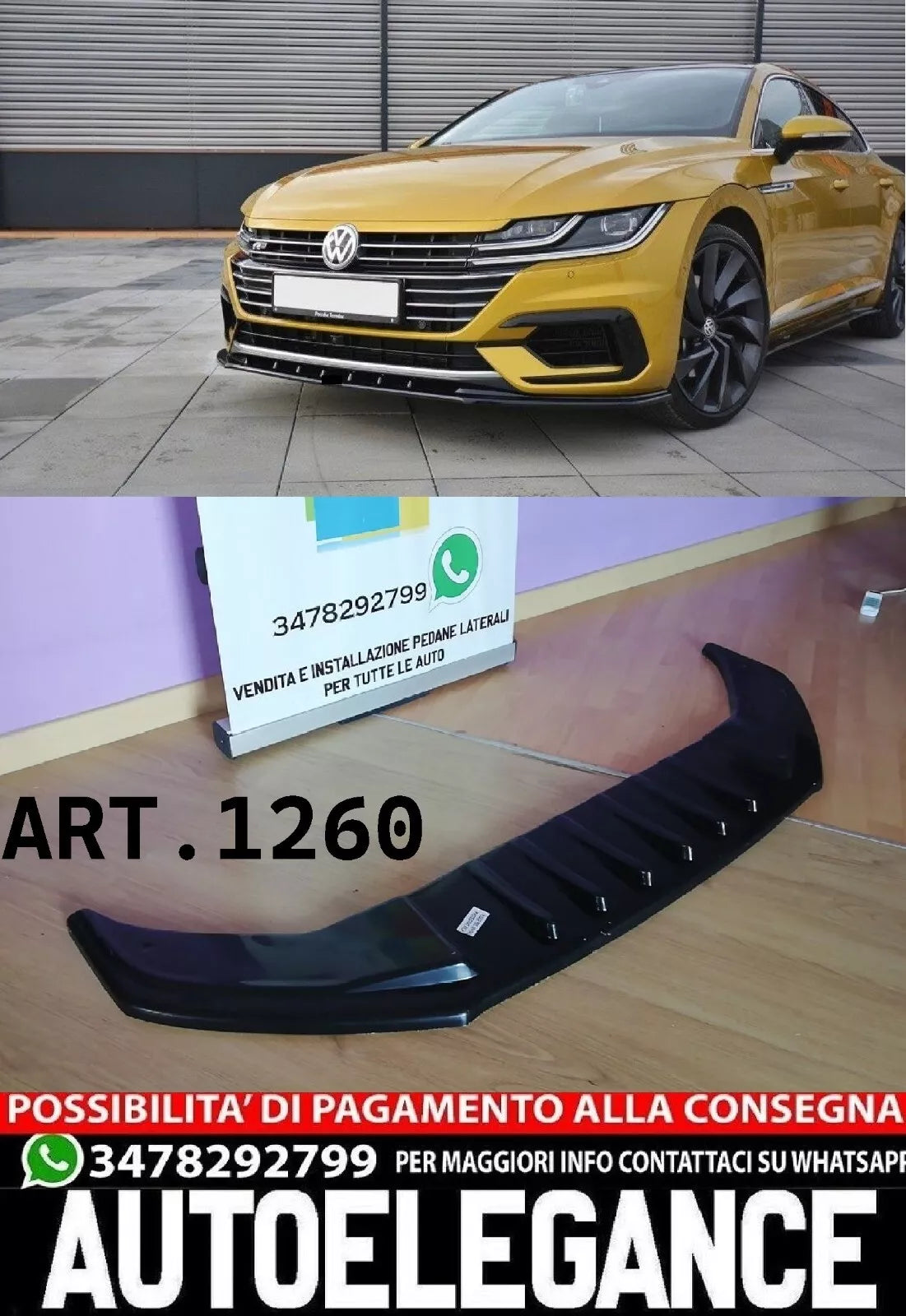 1260⭐SPLITTER SUITABLE FOR VW ARTEON 2017-2020 RLINE GLOSSY BLACK⭐ 