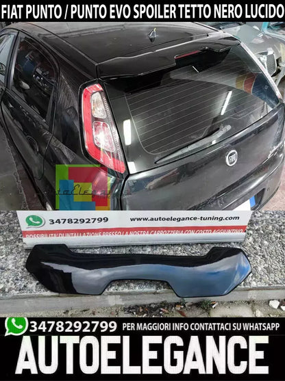 ⭐0268 ALETTONE SPORTIVO ADATTO FIAT PUNTO EVO GRANDE PUNTO SPOILER TETTO NERO⭐