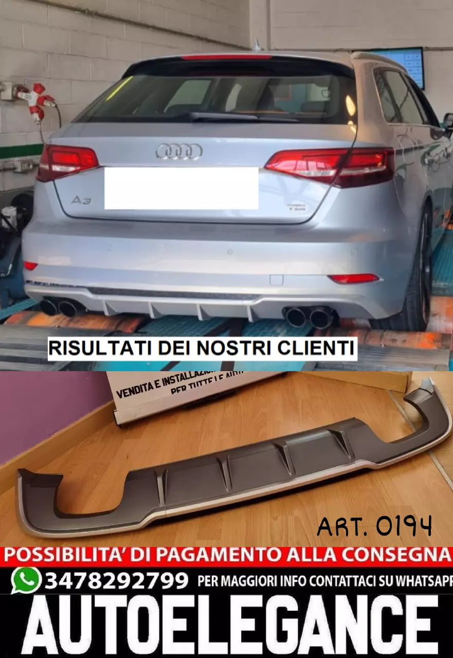 0194⭐SOTTO PARAURTI ADATTO PER AUDI A3 8V SPORTBACK 16-19 RESTYLING DIFFUSOR S3⭐