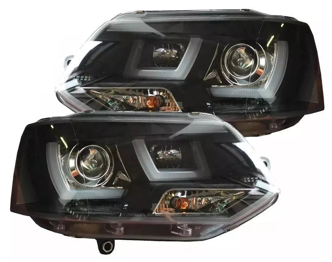 💎FANALI U LED ADATTO PER VW T5 09-15 NERO MULTIVAN TRANSPORTER KIT LIFTING💎