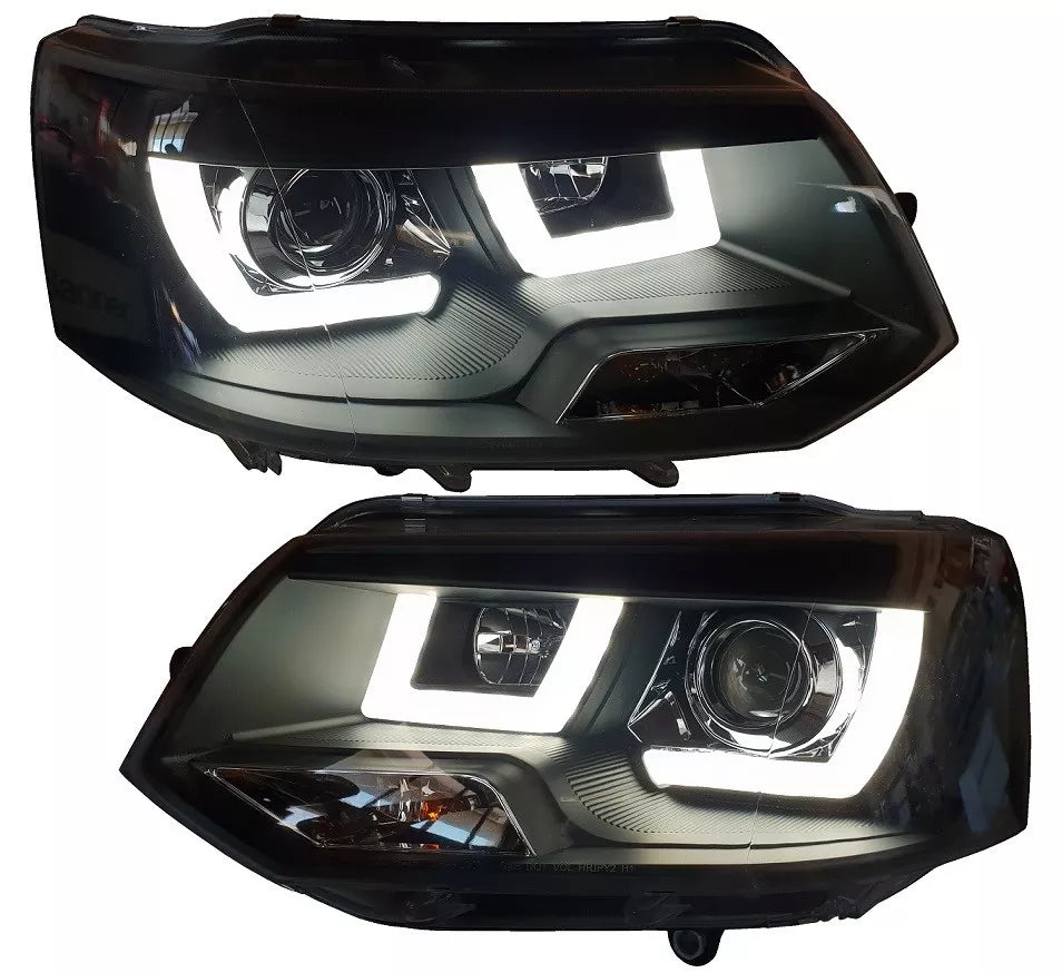 💎FANALI U LED ADATTO PER VW T5 09-15 NERO MULTIVAN TRANSPORTER KIT LIFTING💎