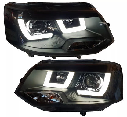💎FANALI U LED ADATTO PER VW T5 09-15 NERO MULTIVAN TRANSPORTER KIT LIFTING💎
