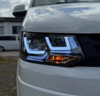 💎FANALI U LED ADATTO PER VW T5 09-15 NERO MULTIVAN TRANSPORTER KIT LIFTING💎
