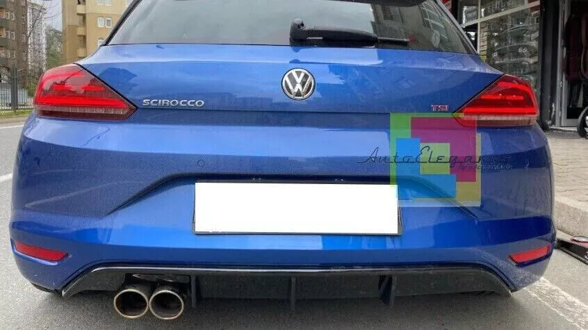 0615⭐DIFFUSORE POSTERIORE ADATTO PER VW SCIROCCO 14-17 LOOK SPORT NERO LUCIDO⭐